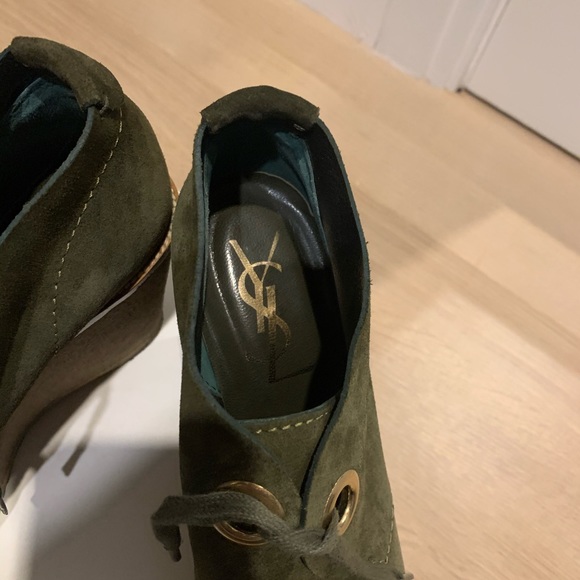 Yves Saint Laurent olive green suede bootie - Picture 3 of 5